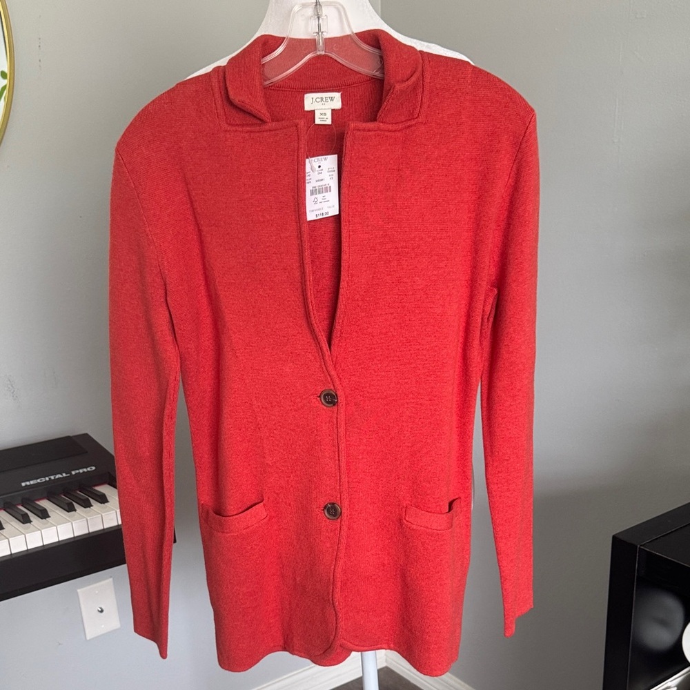 J. Crew nwt orange cotton Knit Cardigan